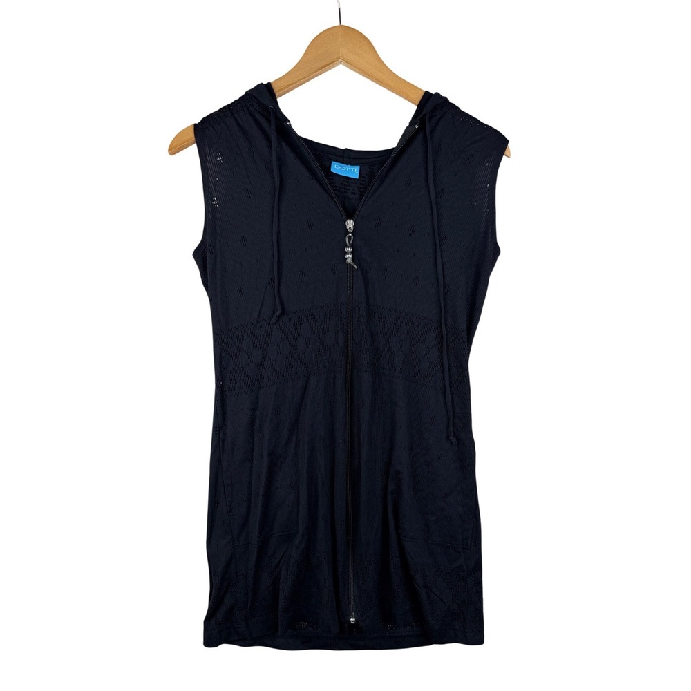 Dotti Full Zip Sleeveless Coverup‎ size Medium Black